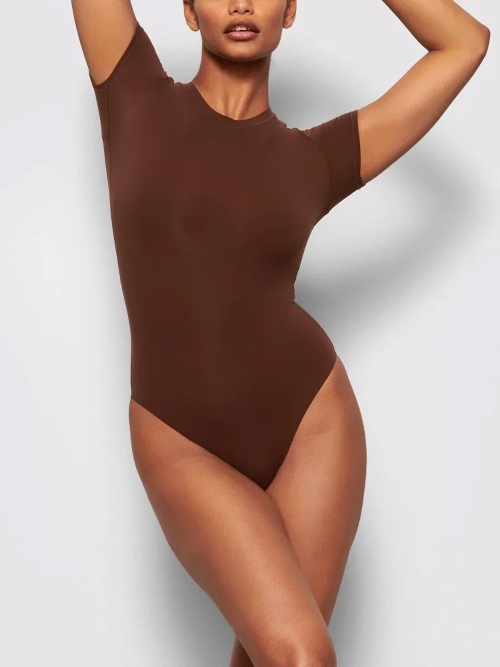 SKIMS Brown Short-Sleeve Bodysuit